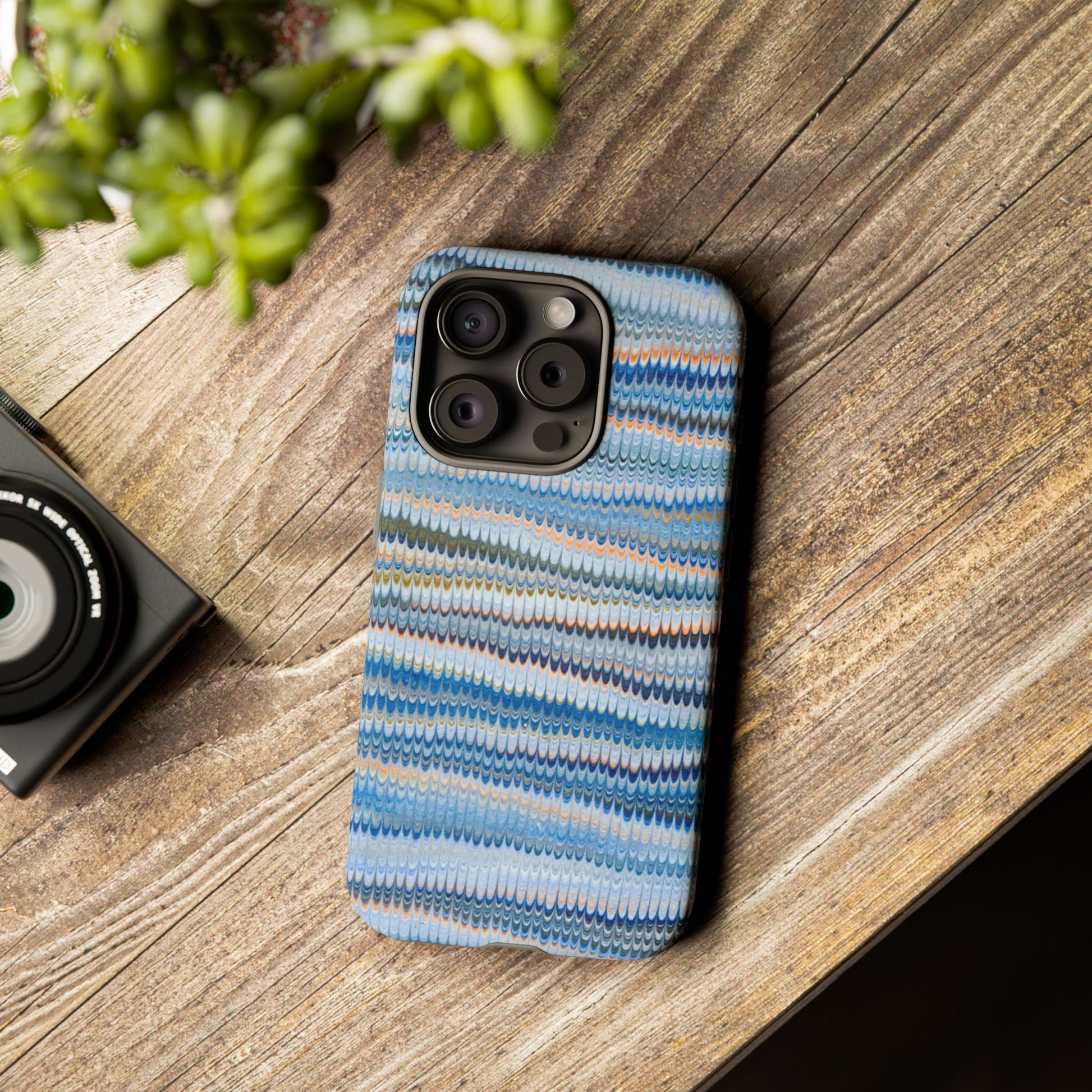 Blue Marbled Phone Cases iPhone 16 + Samsung + Apple + Google - all models, Vintage Marbled Design - Tough Cases