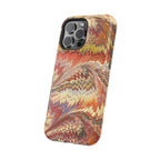 Rust + Gold Italian Marbled Design Magnetic MAG SAFE - Dual Layer Case - Glossy or Matte