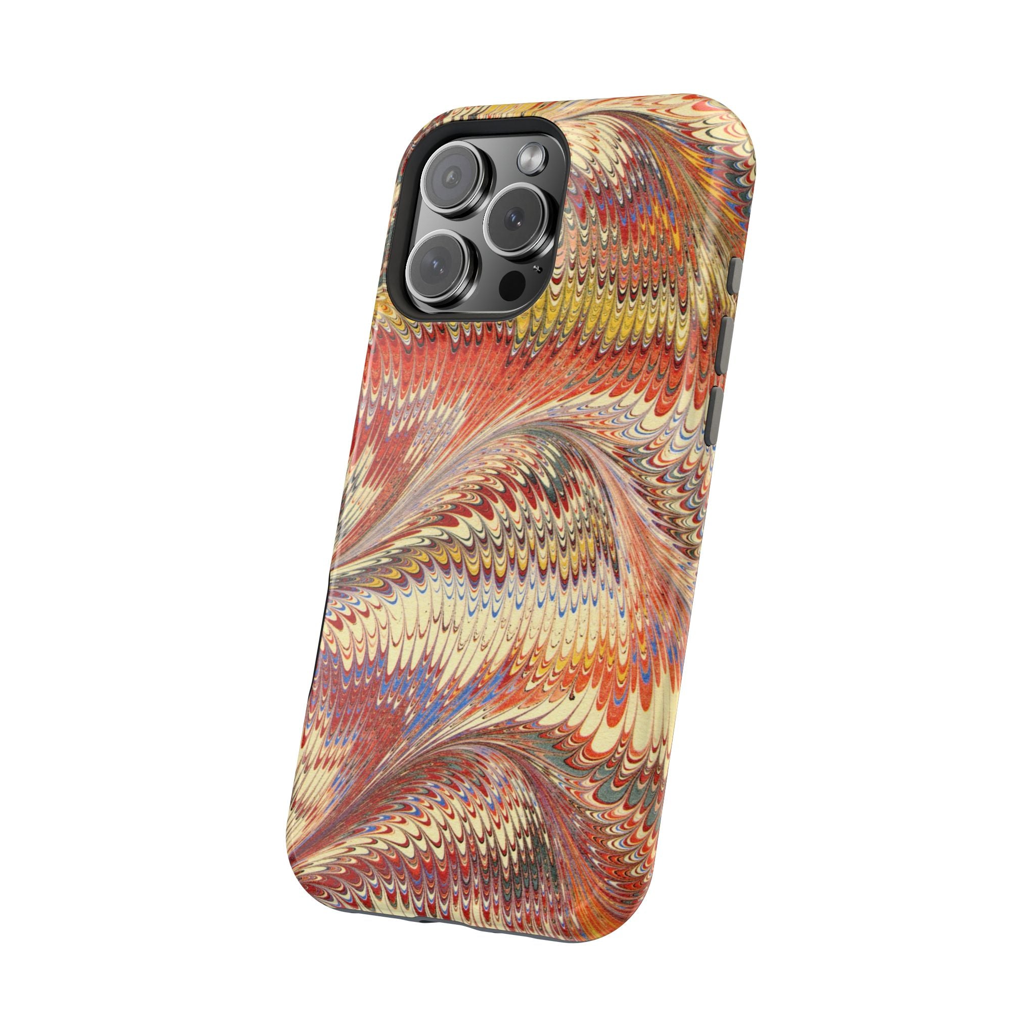 Rust + Gold Italian Marbled Design Magnetic MAG SAFE - Dual Layer Case - Glossy or Matte