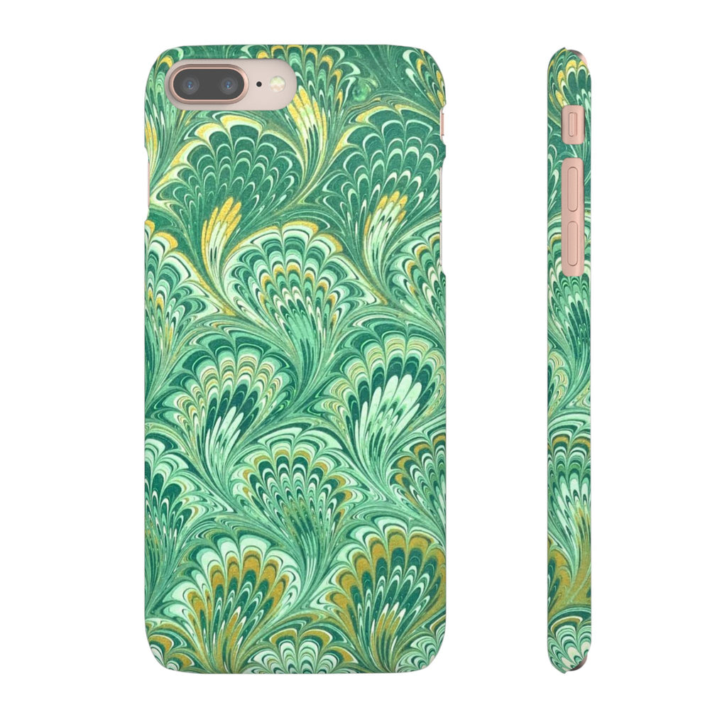 Marbled Feather Green Swirl - Single Layer Slim Phone Case