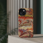 Rust + Gold Italian Marbled Design Magnetic MAG SAFE - Dual Layer Case - Glossy or Matte