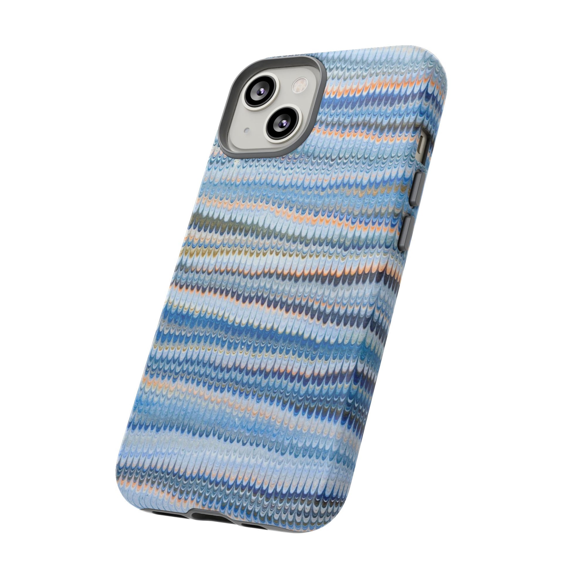 Blue Marbled Phone Cases iPhone 16 + Samsung + Apple + Google - all models, Vintage Marbled Design - Tough Cases