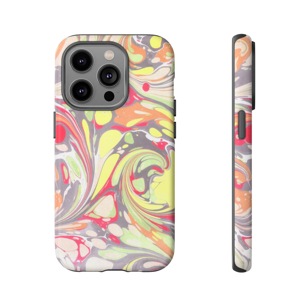 Yellow and Pink Swirl Marbled Italian Phone Case - Dual Layer - Matte or Glossy