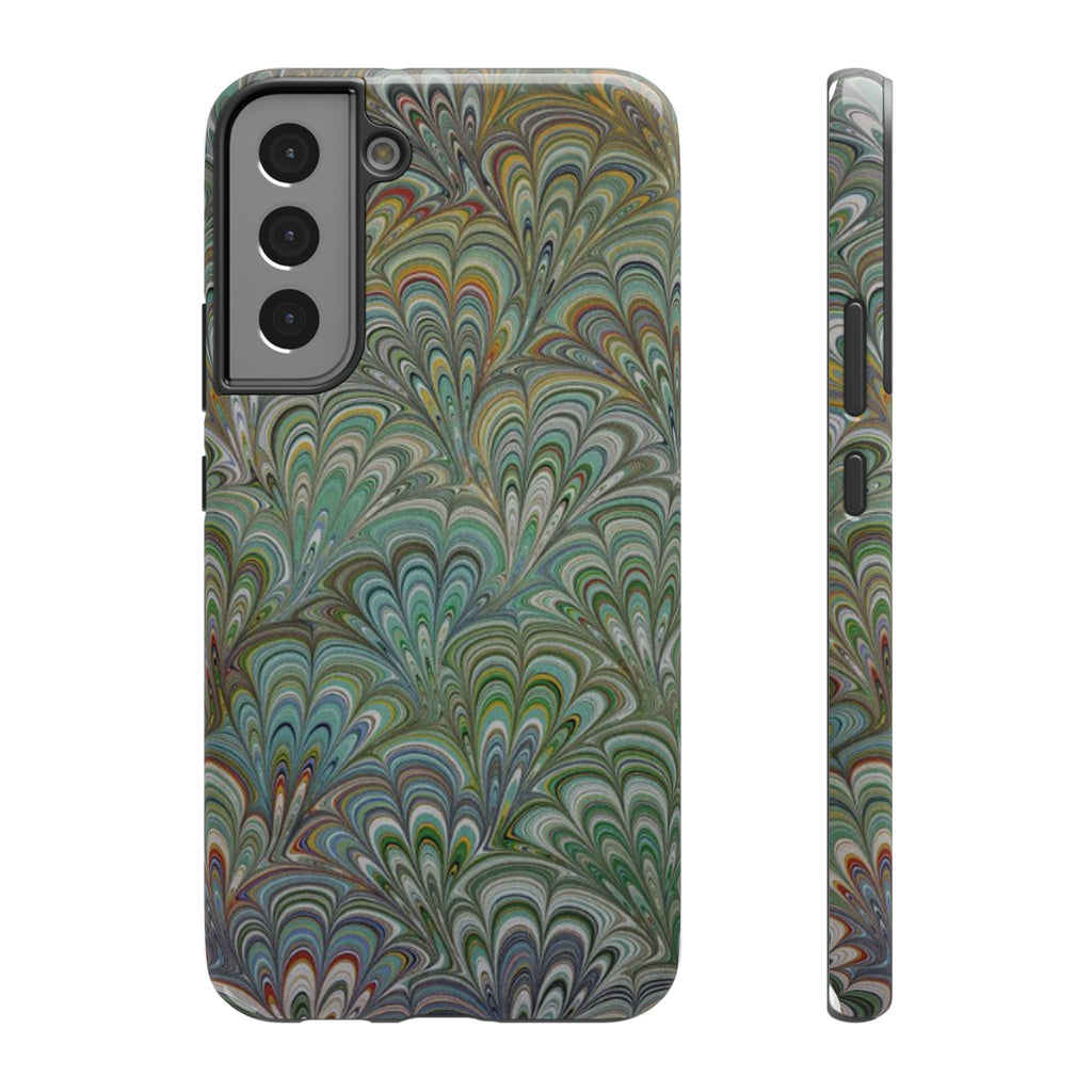 iPhone17 + All Models Phone Cases, Italian Peacock Feather Design, Stylish Impact-Resistant Shell, Protective Cover, Green Peacock Print