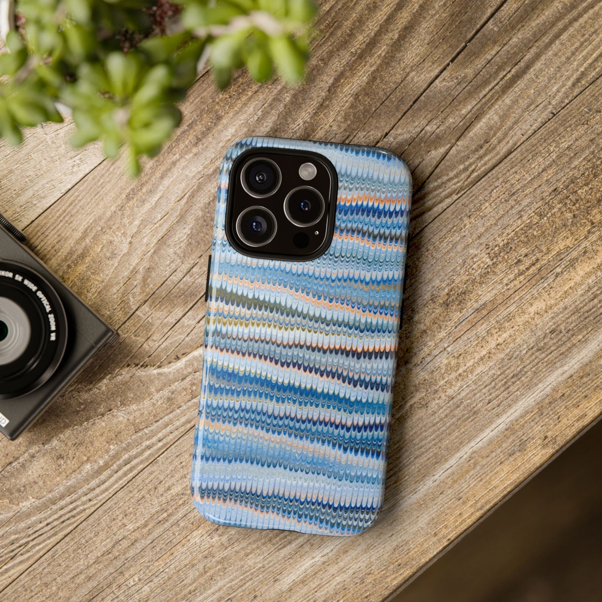 Blue Marbled Phone Cases iPhone 16 + Samsung + Apple + Google - all models, Vintage Marbled Design - Tough Cases