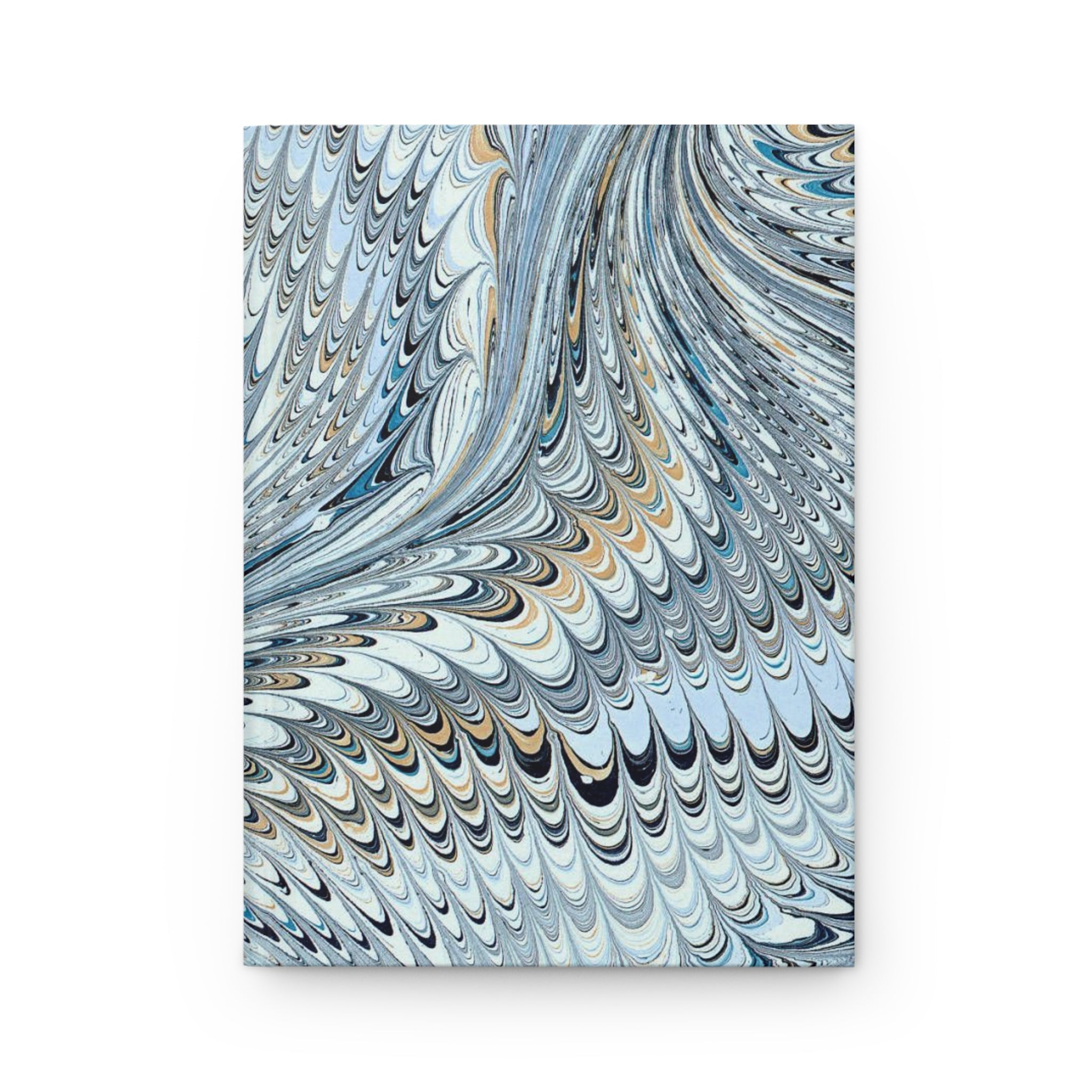 Blue Vintage Italian Marble Hardcover Journal Matte, Hand-Painted Design, Artistic Notebook, Writing Diary, Lined Pages - Unique Gift