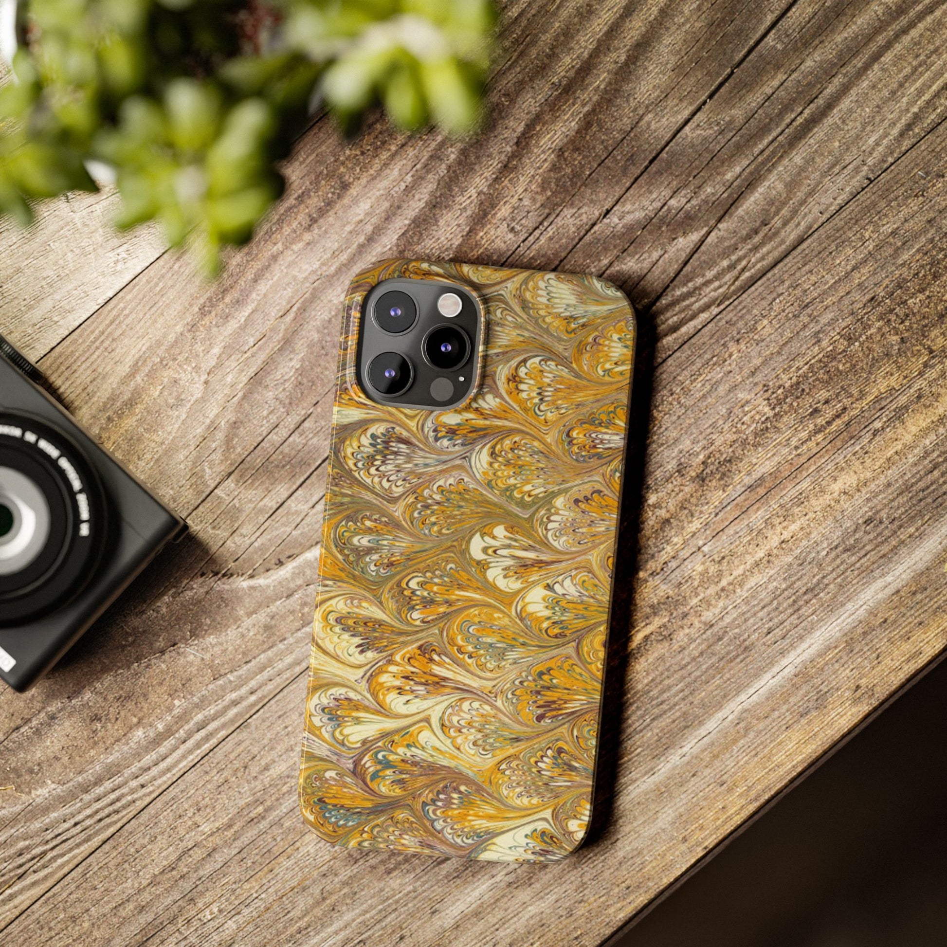 Golden Yellow Italian Marbled Designed, Slim Phone Cases, Case-Mate