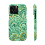 Marbled Feather Green Swirl - Single Layer Slim Phone Case