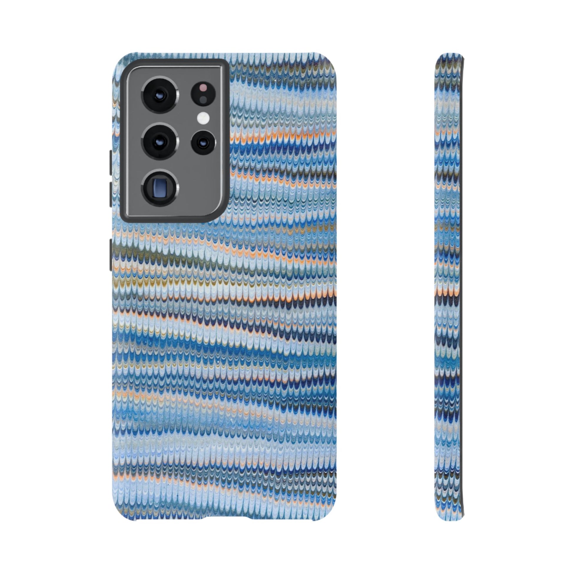 Blue Marbled Phone Cases iPhone 16 + Samsung + Apple + Google - all models, Vintage Marbled Design - Tough Cases