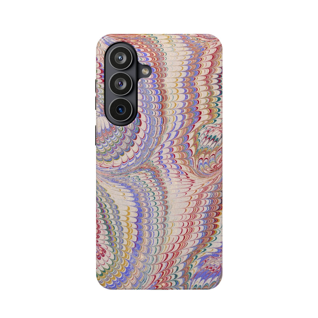 Pink and Lavender Pastel Italian Vintage Feathered Design Dual Layer Durable Phone Case