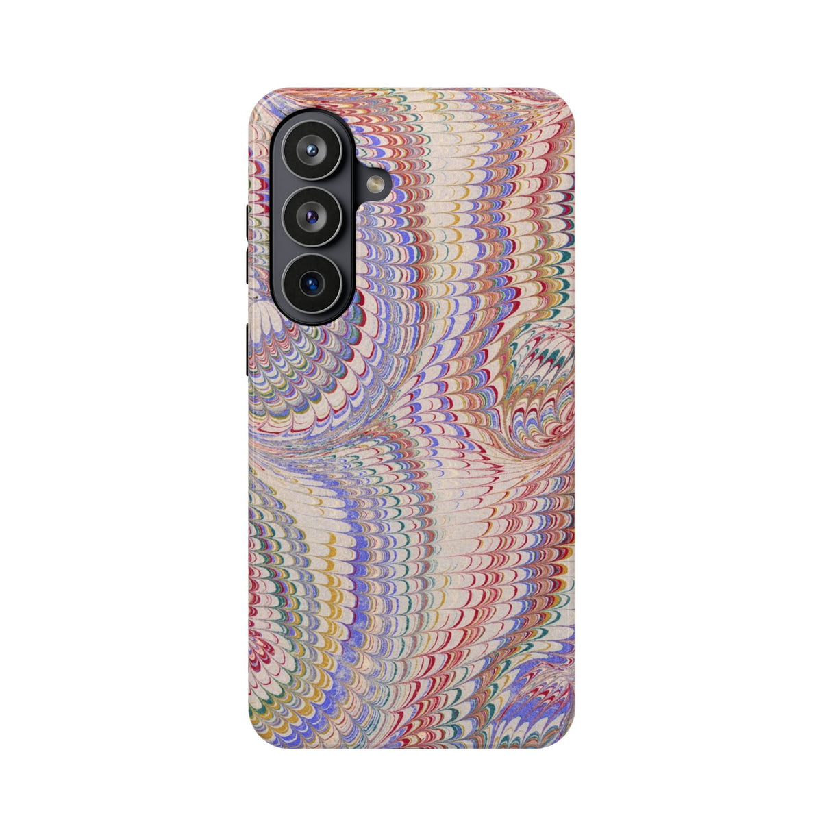 Pink and Lavender Pastel Italian Vintage Feathered Design Dual Layer Durable Phone Case