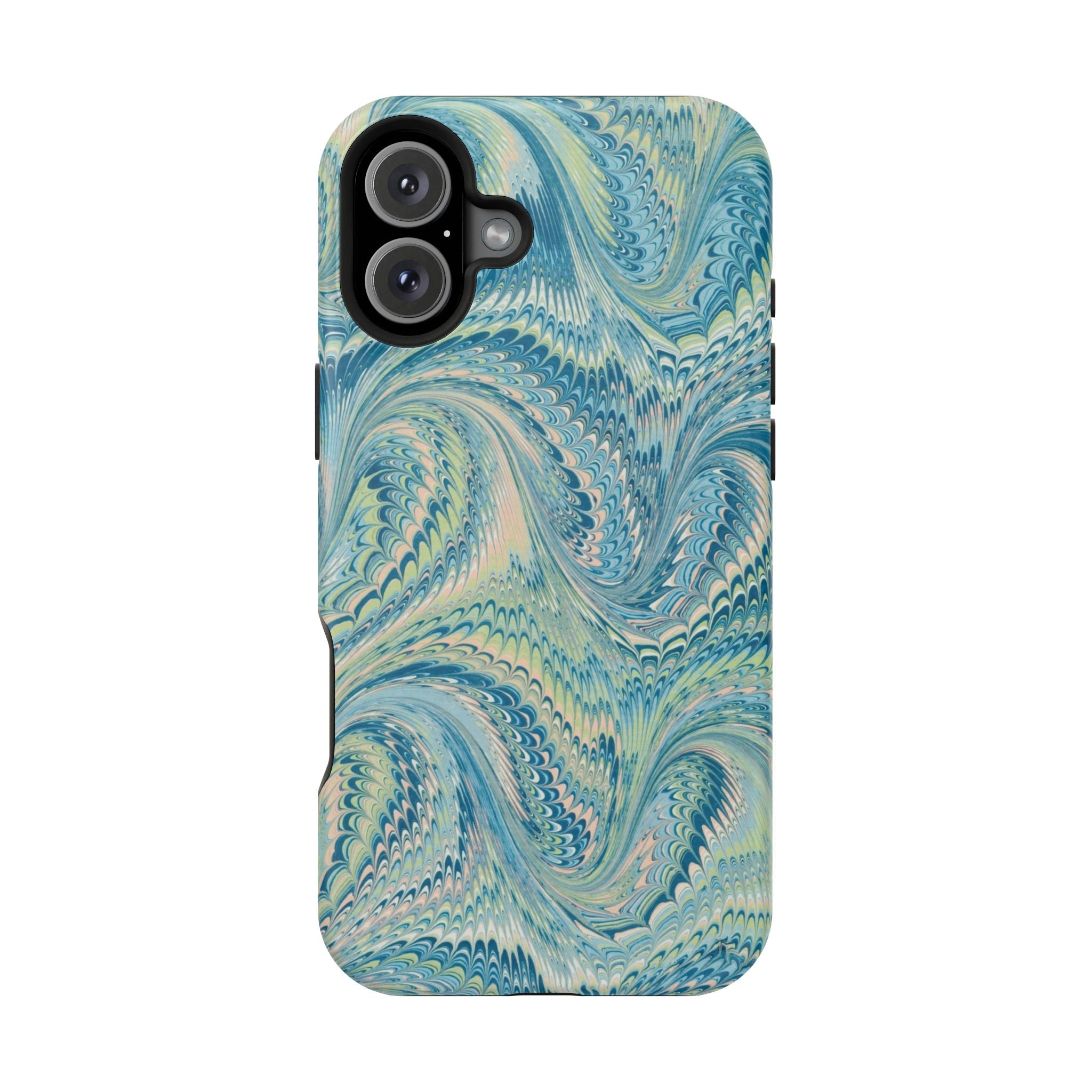 Aqua + Green Marble Phone Case - Impact-Resistant MAG SAFE - Dual Cover Design