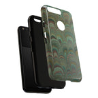 Marbled Peacock Durable Phone Case - Olive Green and Brown - Matte or Glossy