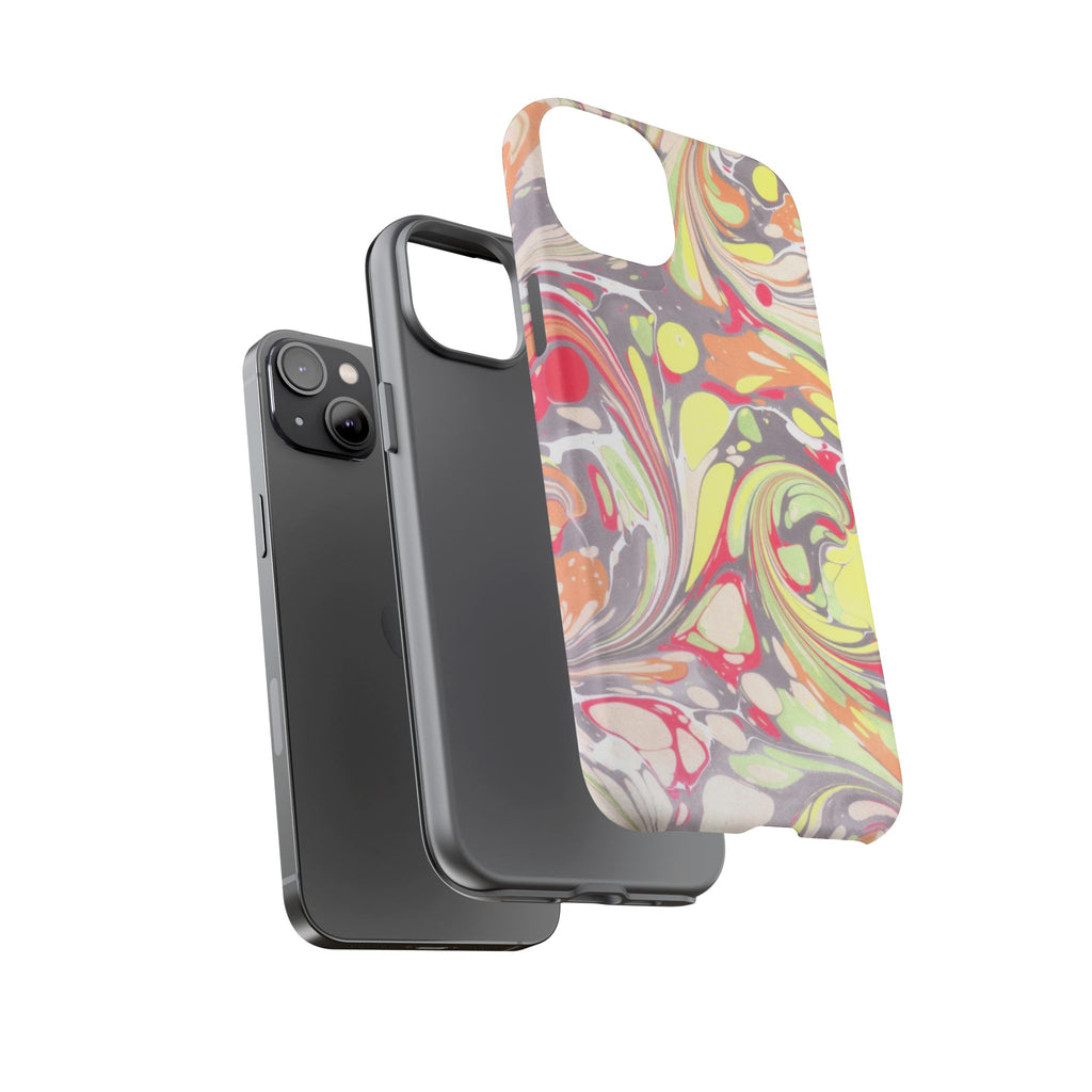 Yellow and Pink Swirl Marbled Italian Phone Case - Dual Layer - Matte or Glossy