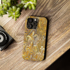 Golden Yelllow Hand-Marbled Florentine Italian Phone Case for iPhone 17 and all sizes
