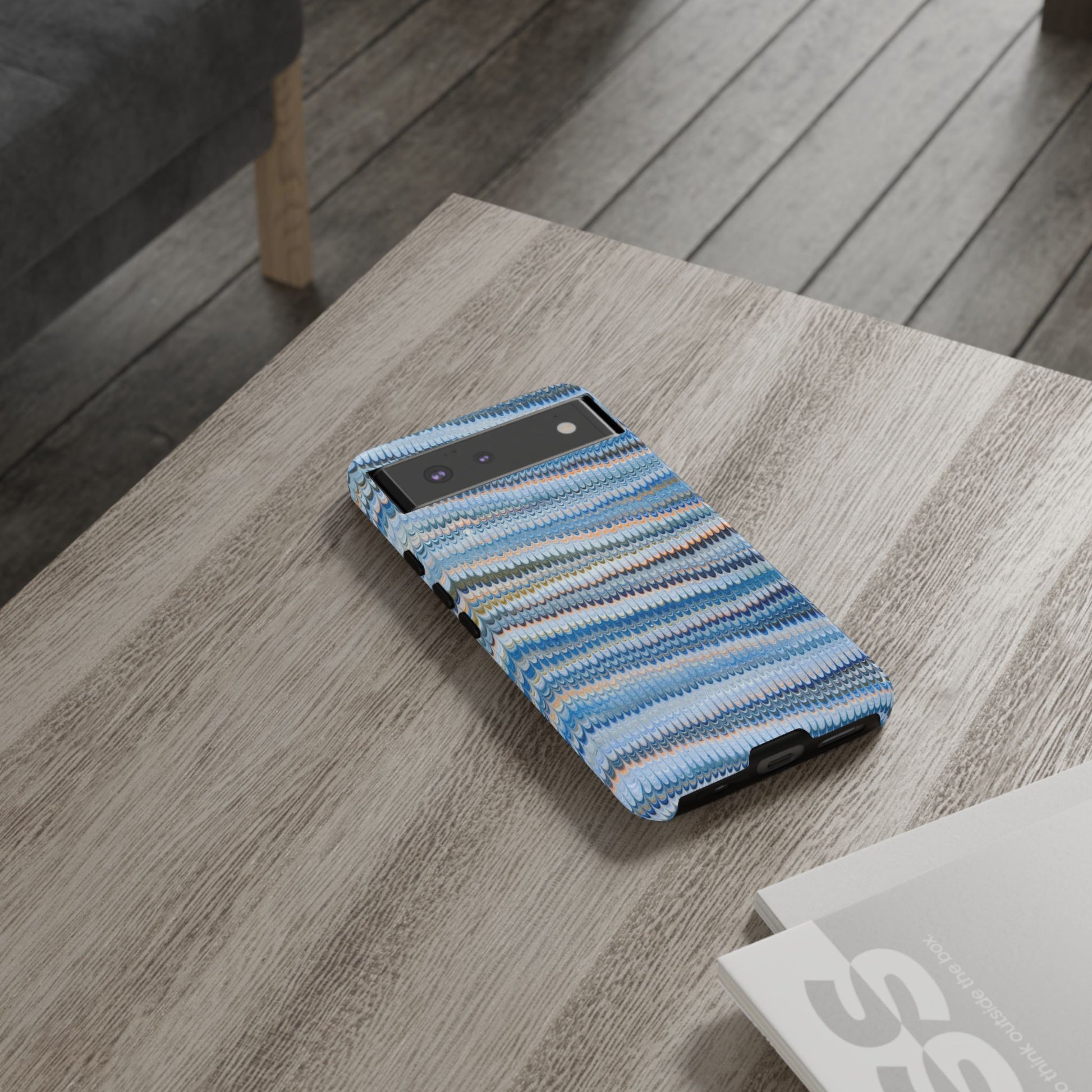 Blue Marbled Phone Cases iPhone 16 + Samsung + Apple + Google - all models, Vintage Marbled Design - Tough Cases