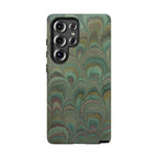 Marbled Peacock Durable Phone Case - Olive Green and Brown - Matte or Glossy