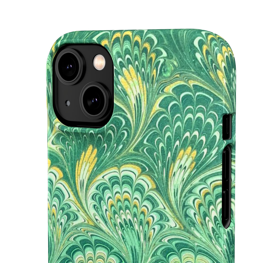 Marbled Feather Green Swirl - Single Layer Slim Phone Case