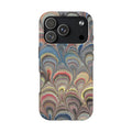 Marbled Peacock Feather Tough Phone Case — Durable Artistic Pattern Protective Cover