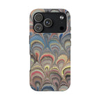 Marbled Peacock Feather Tough Phone Case — Durable Artistic Pattern Protective Cover
