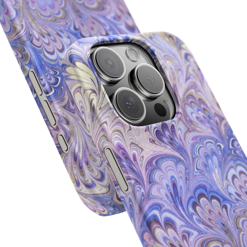 Marbled Feather Lavender + Purple Swirl - Single Layer Slim Phone Case