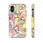 Yellow and Pink Swirl Marbled Italian Phone Case - Dual Layer - Matte or Glossy