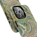Florentine Marble iPhone Case | Inspired by Florence | Italian Marbled Paper Technique | Artisanal Green Swirl | Dual-Layer Protective Case | Matte or Glossy