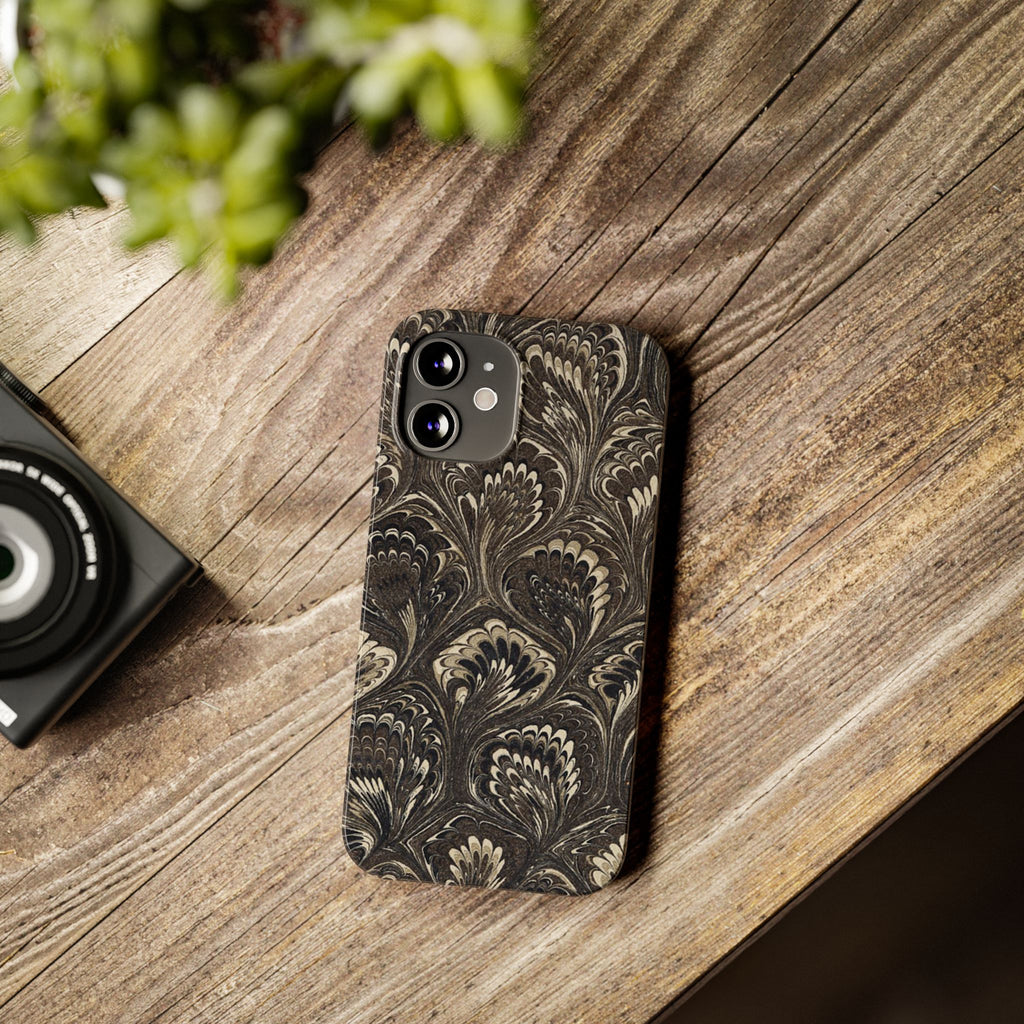 Black Italian Marble Design Slim iPhone 17 + all models Phone Cases