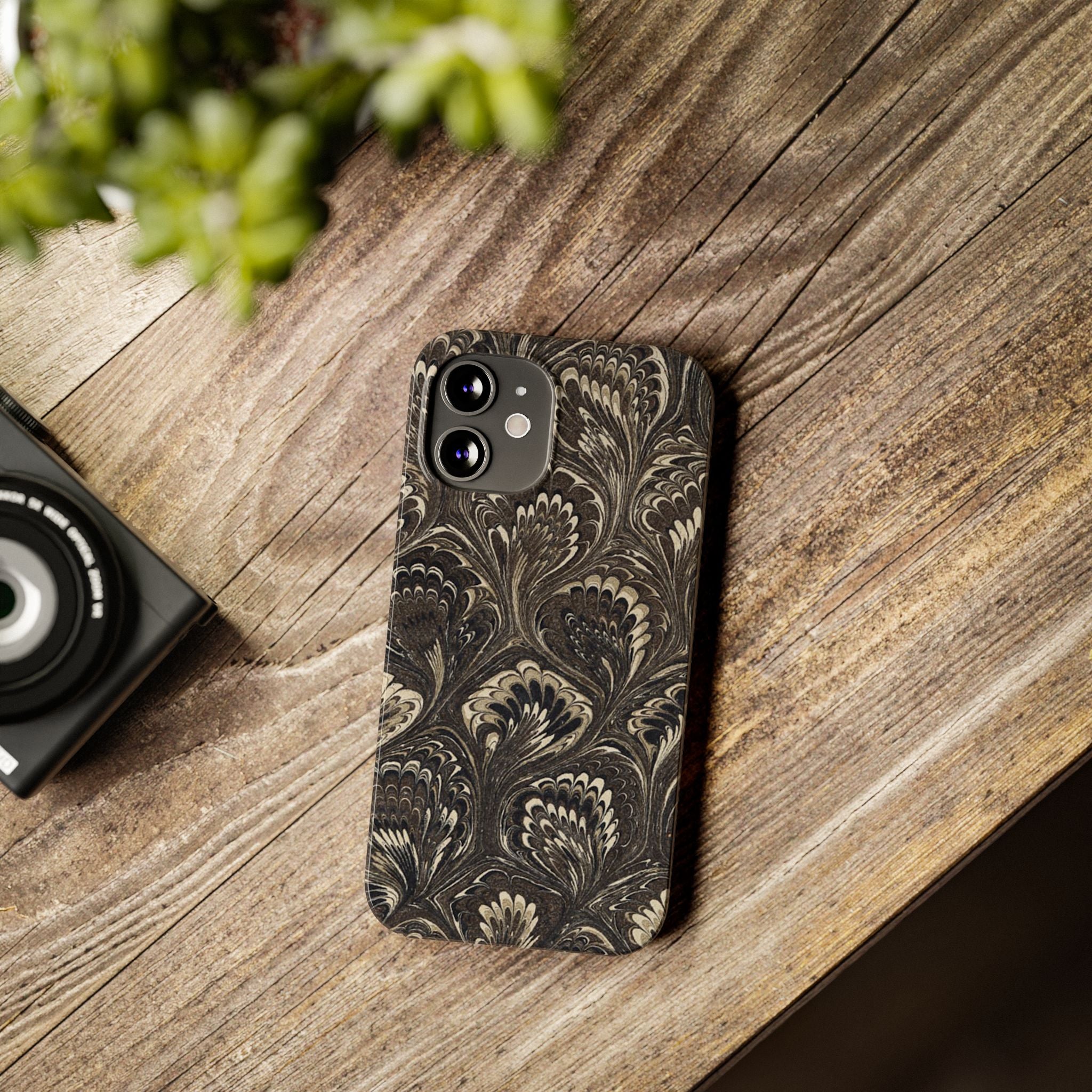 Black Italian Marble Design Slim iPhone 17 + all models Phone Cases