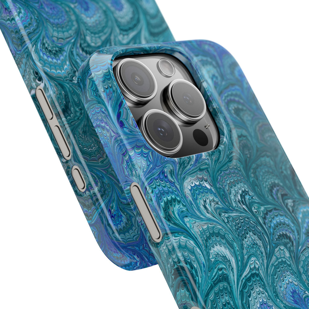 Blue + Green Marble Swirl Phone Case - Single Layer Slim Case