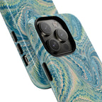 Aqua + Green Marble Phone Case - Impact-Resistant Durable - Dual Cover Design