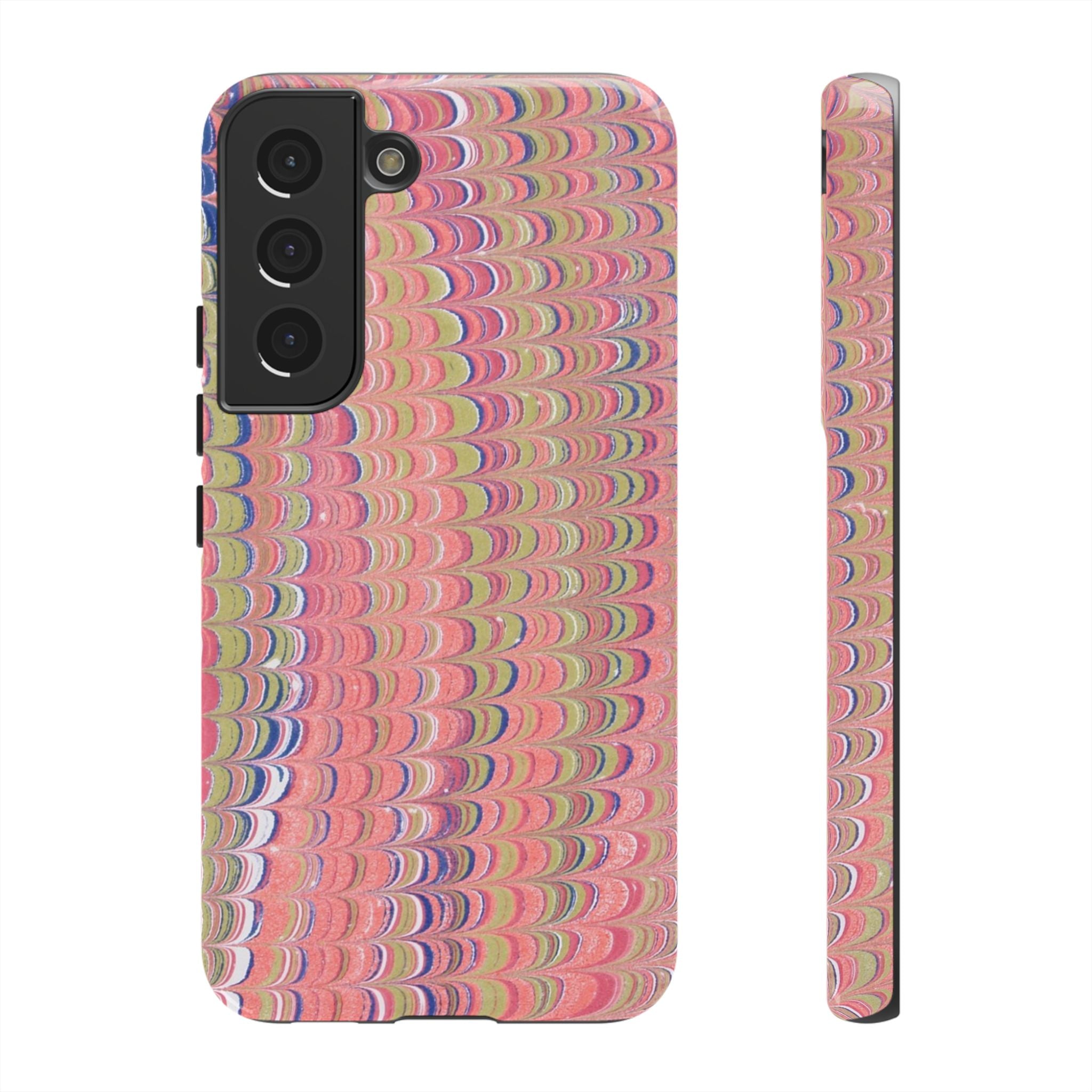 Pink Pastels Feather Marbled Vintage Design iPhone 16 + Samsung + Apple + Google - all models