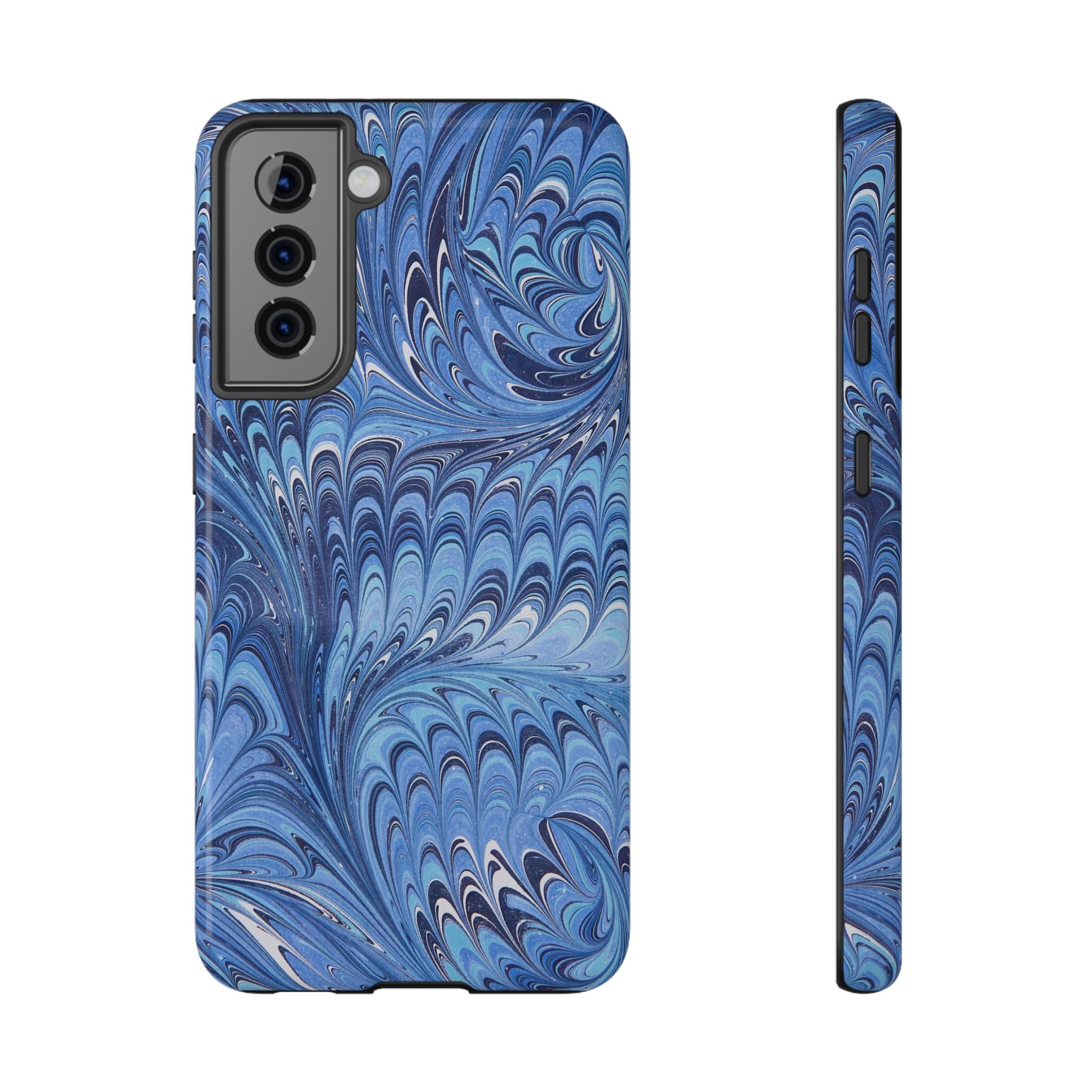 Blue Marbled Swirl Phone Case - Dual Layer Case