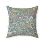 ITALIAN MARBLE Green and Blue Square Pillow includes Pillow, Hidden Zipper