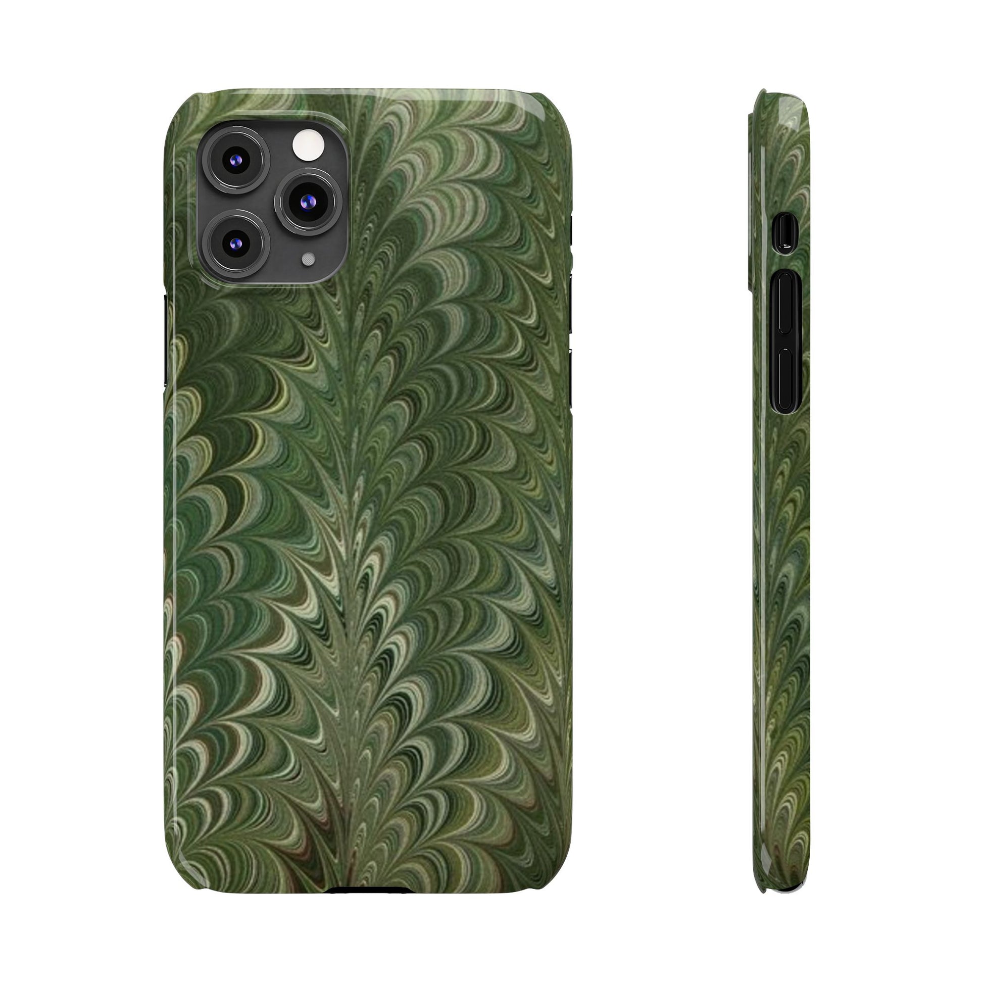 Deep Green Hues of Italian Hand-Painted, Vintage Marbled Paper from Italy Designed Phone Case, iPhone16 Case and all iPhone Cases