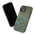 Green Marbled Peacock Durable Phone Case - Matte or Glossy