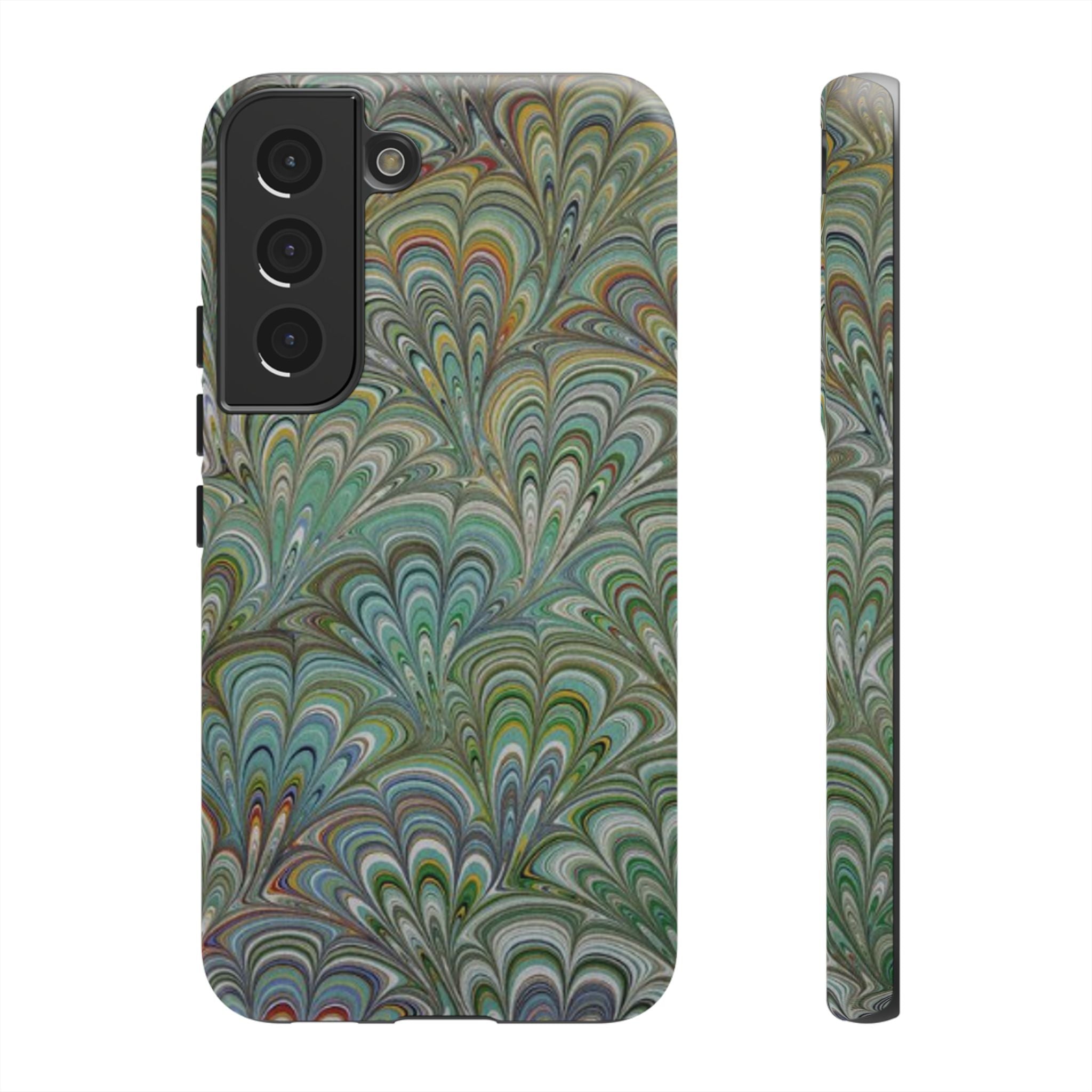 Green Peacock Marbled Phone Case — "Tough Cases" Ultra-Tough Protective Cover