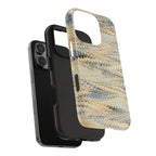 Beige + Grey Scalloped Marbled Tough Phone Case - Dual Layer