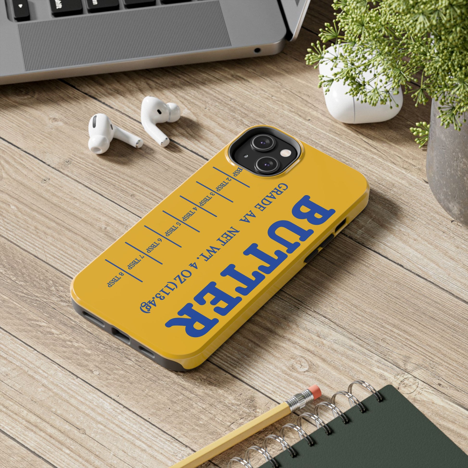 Butter Yellow Tough Phone Cases, Funny iPhone 16 Cover, Protective Case Gift for Techies, Yellow Phone Accessories, Unique Gift for Phone