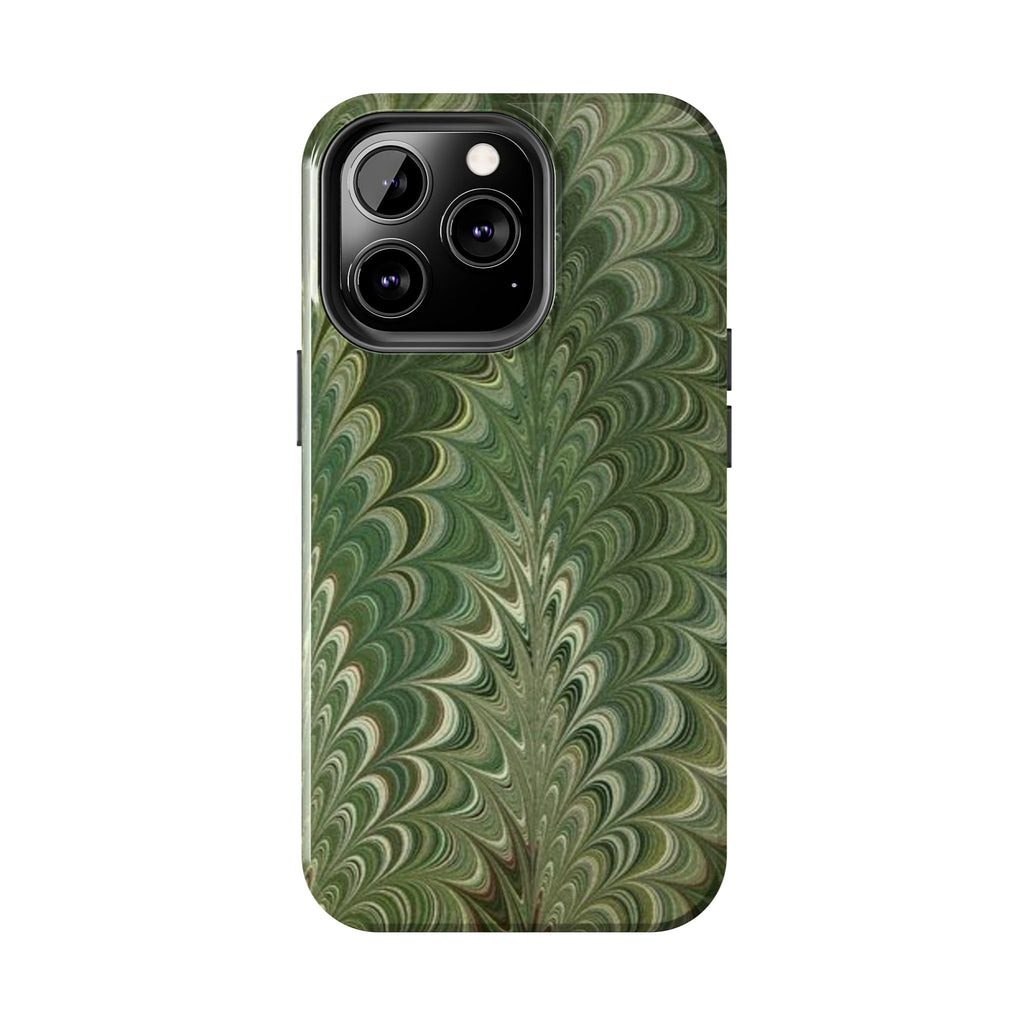Deep Green Marble Italian Tough Phone Case — Durable Marbled Phone Case