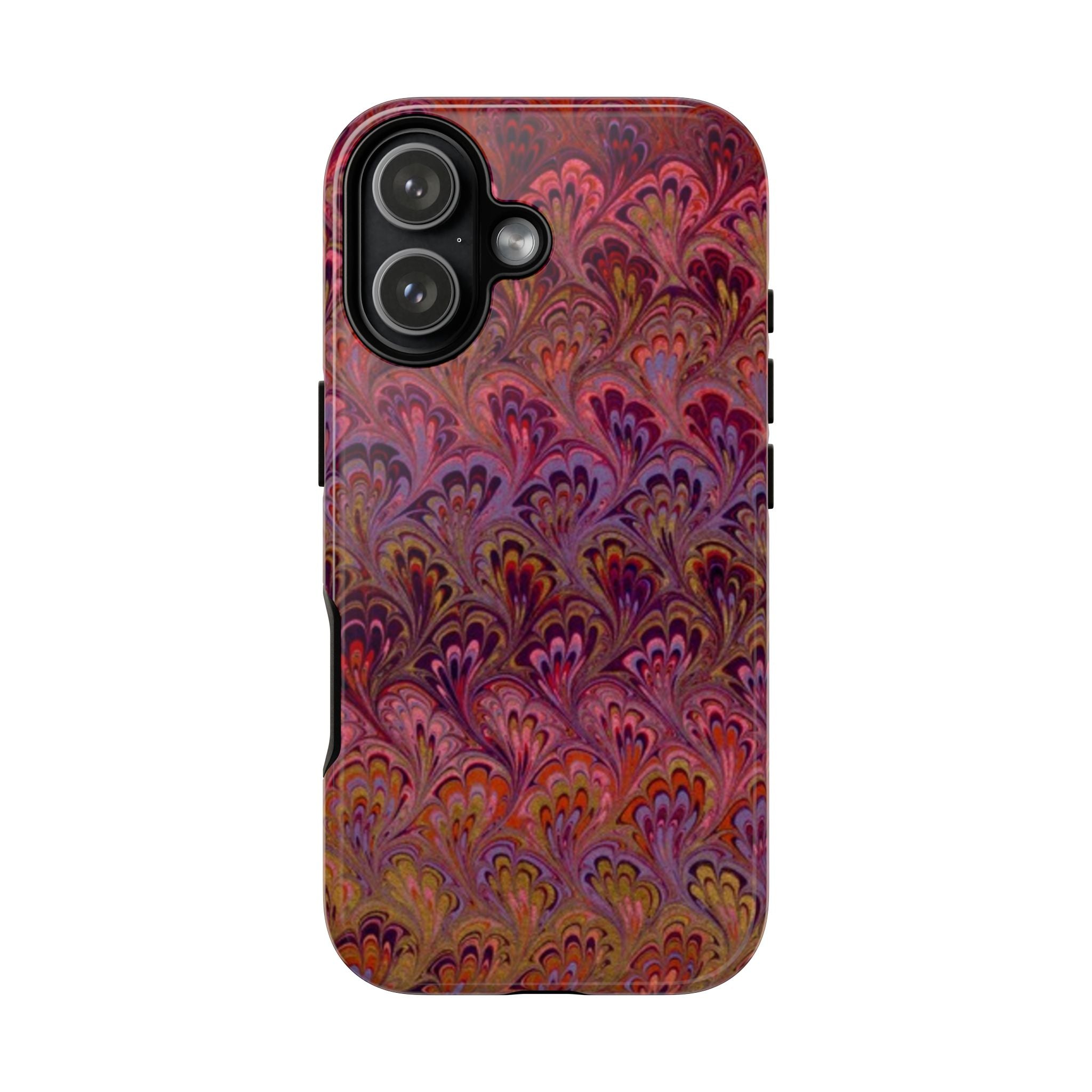 Burgundy + Lavender Feather Vintage Italian Marble - Dual Layer Phone Cases