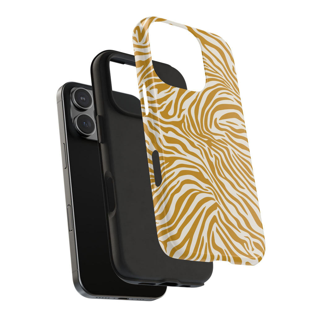 Zebra Print Golden Yellow + White - Dual Layer Phone Case