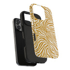 Zebra Print Golden Yellow + White - Dual Layer Phone Case