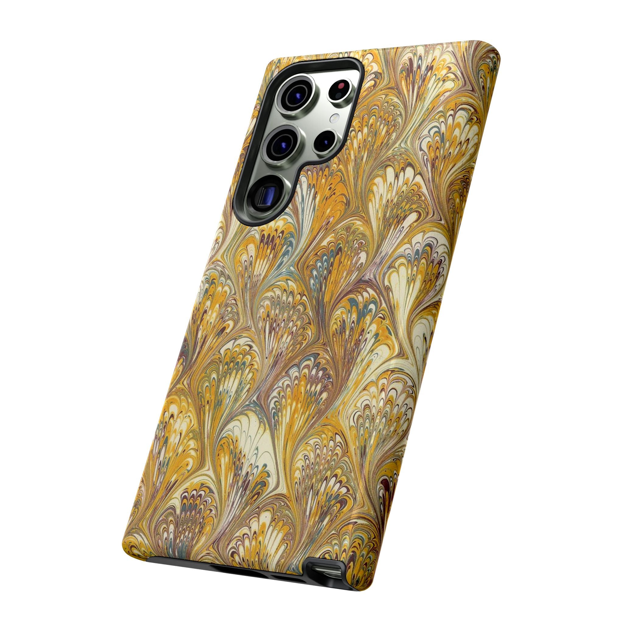 Golden Yellow Marbled Italian Phone Case - Dual Layer - Matte or Glossy