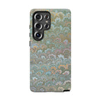 Blue and Green Feather Marbled Phone Case — Dual Layer - Tough Protective Phone Cover