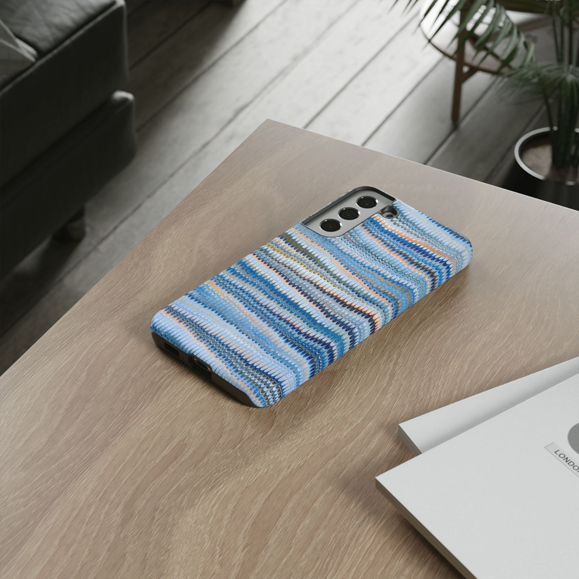 Blue Marbled Phone Cases iPhone 16 + Samsung + Apple + Google - all models, Vintage Marbled Design - Tough Cases