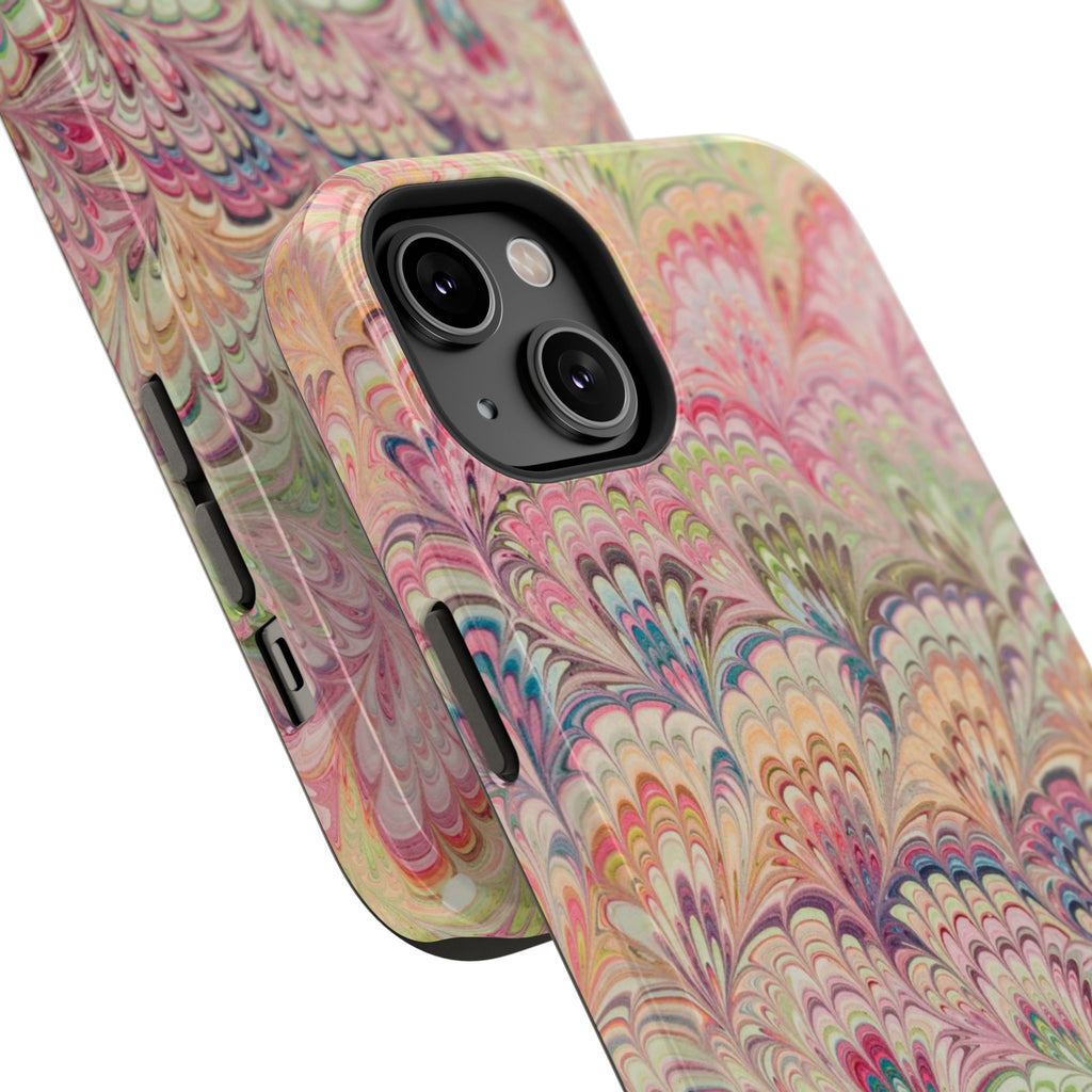 Marbled Pastel Pink and Green Impact-Resistant Phone Case for Apple + Samsung