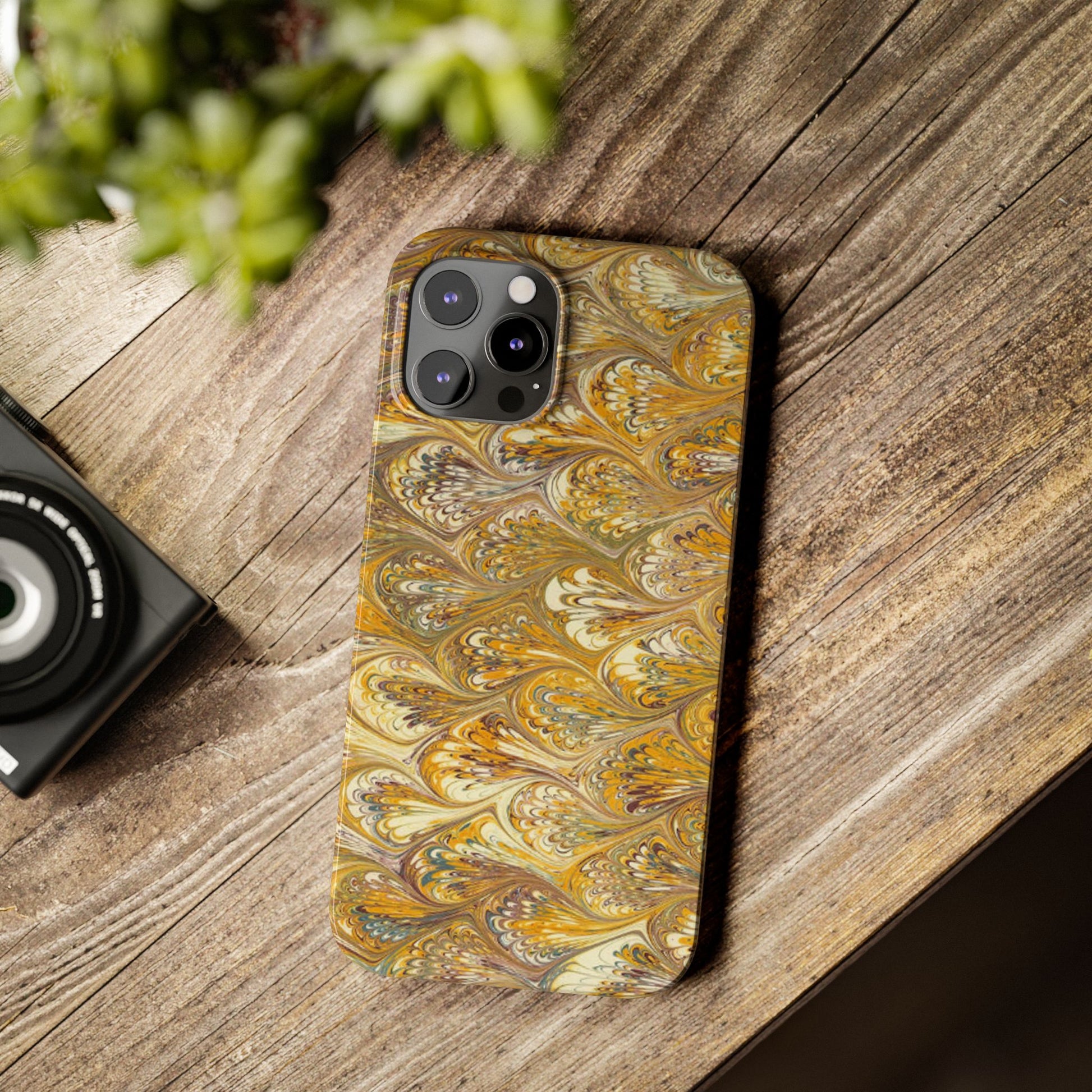 Golden Yellow Italian Marbled Designed, Slim Phone Cases, Case-Mate