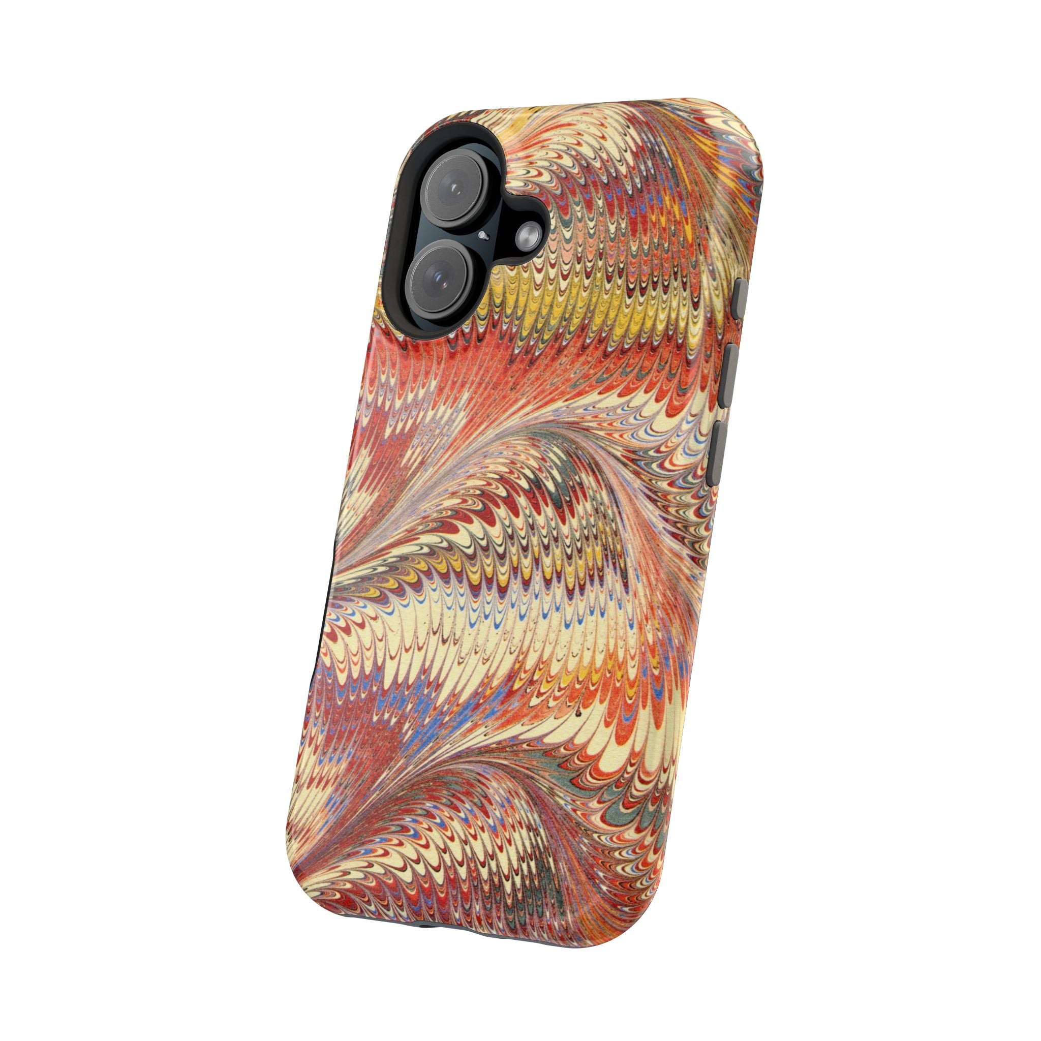 Rust + Gold Italian Marbled Design Magnetic MAG SAFE - Dual Layer Case - Glossy or Matte