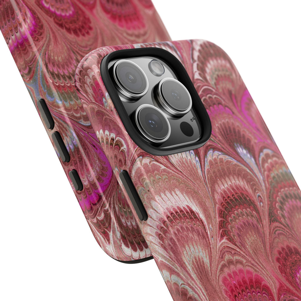 Pink Peacock Marble Italian Tough Phone Case — Durable Marbled Phone Case
